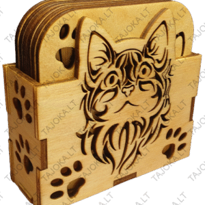 Mediniai padėkliukai puodeliui "Katinas"